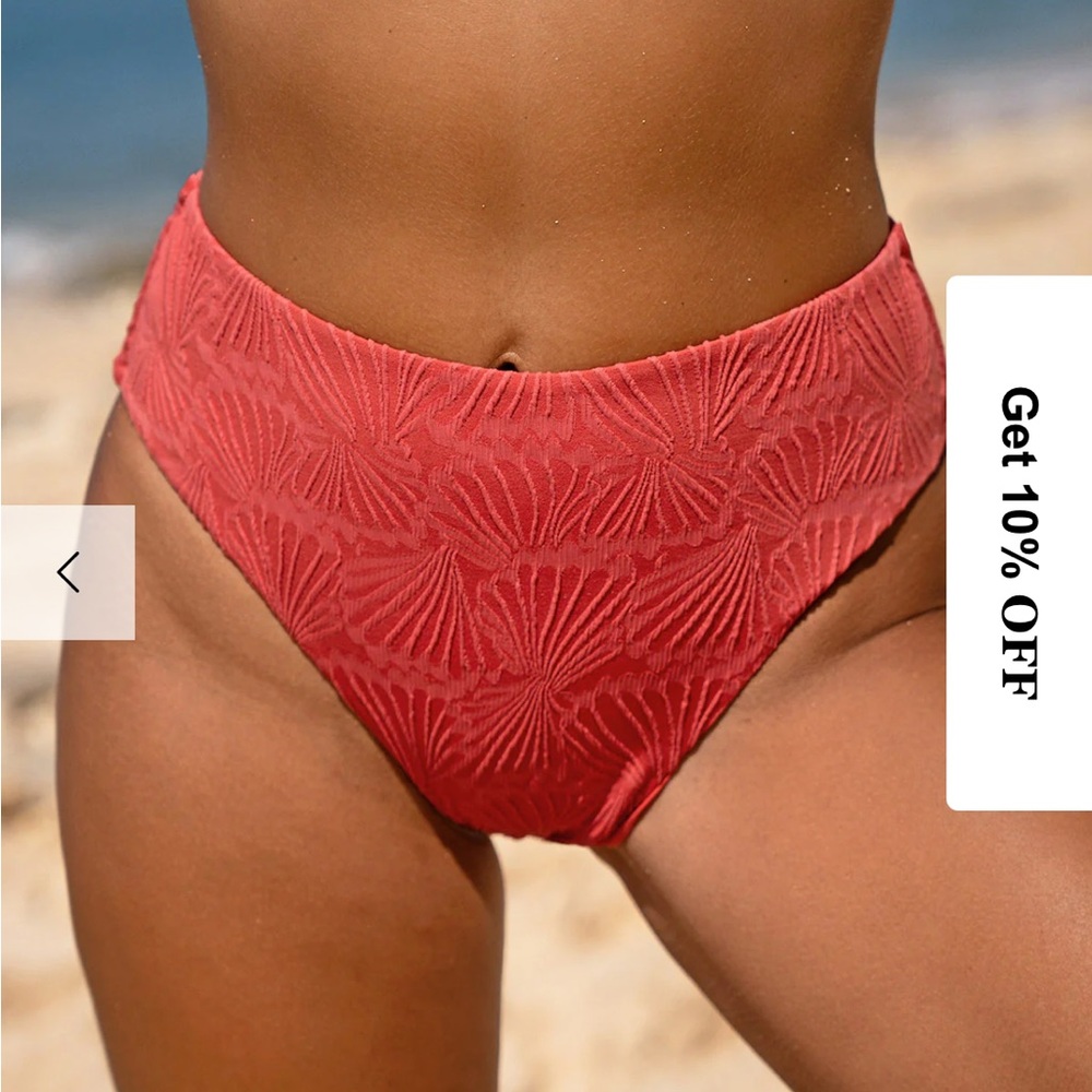 Red Jacquard Full Coverage Bikini Bottom XL NWT
